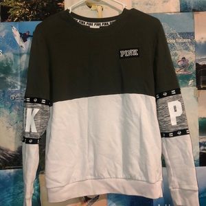 Olive green, white, & grey sweater